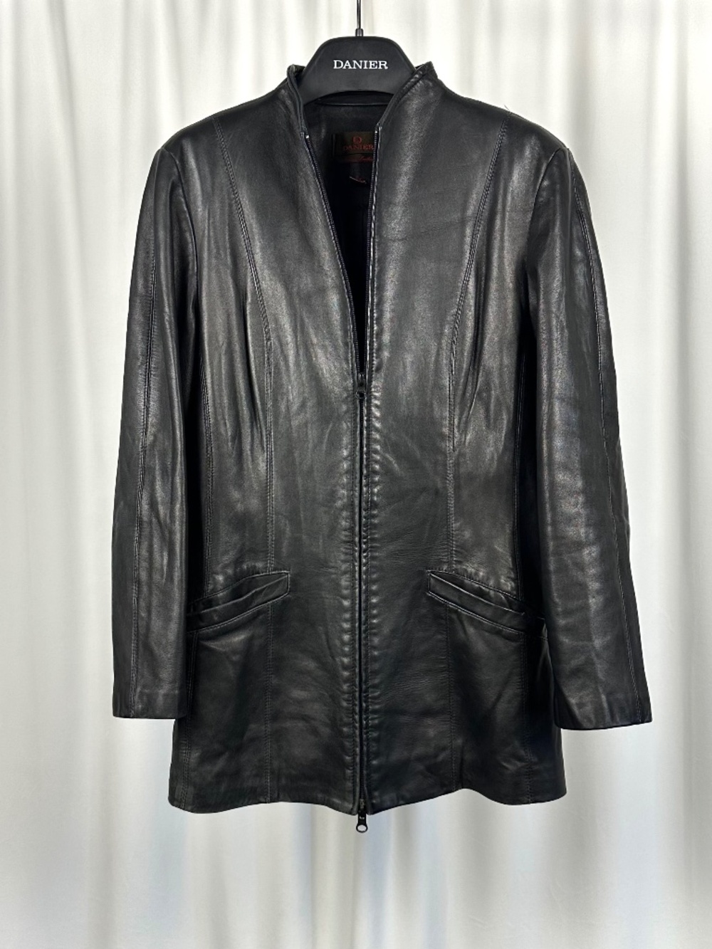 Vintage Danier Black Leather Jacket • Made in Canada, Minimalist Zip Coat (Small